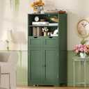 Iwell Bathroom Storage Cabinet with Adjustable Shelf, Storage Cabinet with Doors, Kitchen Pantry Storage Cabinets, Cupboard, for Living Room, Dining Room, Entryway, Green