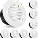 8 Pack Air Vent Round, 4 Inch Air Soffit Vent, ABS Louver Vent Cover with Built-in Fly Screen Mesh, Ceiling Louver Grille Cover for Garage, Bathroom, Kitchen, Office, Home Ventilation