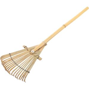 Toddmomy 23" Bamboo Hand Rake for Garden & Landscaping, Lightweight 20-Tine Wooden Rake for Leaves, Debris Gathering & Loosening, Compact Manual Cultivator for Yard, Flower Beds & Zen Garden