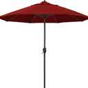 California Umbrella 9' Rd Sunbrella Aluminum Patio Umbrella, Crank Lift, Auto Tilt, Bronze Pole, Jockey Red