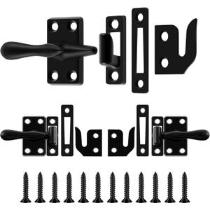 Hicarer 2 Pack Casement Window Lock 1-7/8 Inch Zinc Alloy Window Sash Lock Latch Replacement for Home Casement Windows (Matte Black)