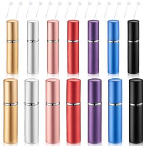 Boao Pack of 14 5ml 10 ml Travel Perfume Atomizer Mini Refillable Spray Perfume Bottle Portable with 10 Pcs Refill Pump Dispenser Pump Transfer Tool for Outgoing Traveling(Multicolor)