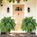 2pcs 48in 88 Blades Artificial Boston Ferns for Outdoors Large, UV Resistant Faux Outdoor Plants,Weatherproof Fake Ferns Plants Outdoor Indoor for Garden Porch Patio Home Decor