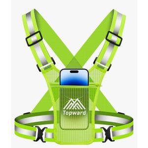 Running Vest Chest Phone Holder for Women Men, Reflective Vest Safety Gear for Dog Walking Cycling - Adjustable Waist/Shoulder