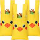 SilTriangle 3 Pcs Easter Canvas Tote Bags with Handles 9.84" x 7.87" Cute Reusable Treat Candy Basket for Happy Easter Party Favors Supplies Egg Hunt Party Shopping Reusable Gift Bags(Yellow Chick)