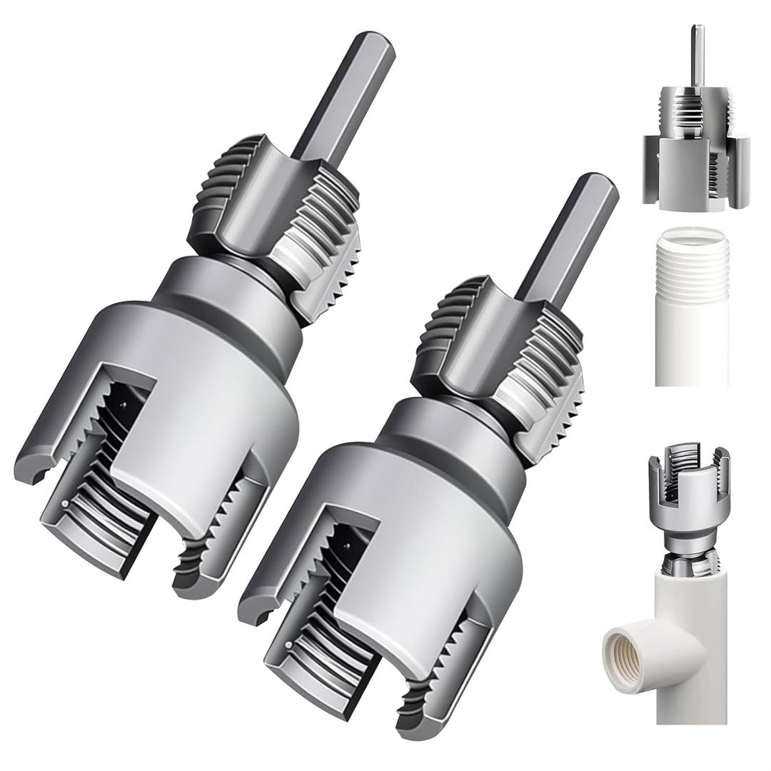 2 x 2 PCS Pipe Thread Cutting Tool, Integrated Internal & External Pipe Threading Tool, 1/2'' and 3/4'' Water Pipe Internal &External Integrated Threader with Electric Drill Pipe Threader Rethreading Kit