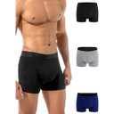 Incontinence Underwear Long Leg For Men, Washable Leak-Proof Reusable Boxer Brief 3 Pack (XXX-Large)