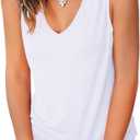 Jescakoo V Neck Tank Tops for Women Casual Sleeveless Shirts Loose Fit Summer (White, L)