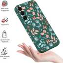 for Samsung Galaxy S22 Case, Case for S22 Galaxy Liquid Silicone Soft Slim Fashion Design Flower Phone Protective Phone Cover 6.1"-Leaf Green