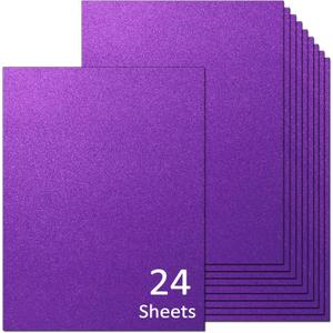 Purple Glitter Cardstock 8.5 x 11 Thick Paper, 24 Sheets Sparkly Cardstock No Shed for Card Making, Crafts, DIY Art Project,Birthday, Wedding Party Decor 92 lb/250 gsm