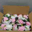 Sziqiqi Pack of 2 Fake Flowers, Silk Rose Flowers, Suit for Wedding/Party Centerpiece Road Lead Flower Rack Decorations, 2 Pieces (Pink & White)