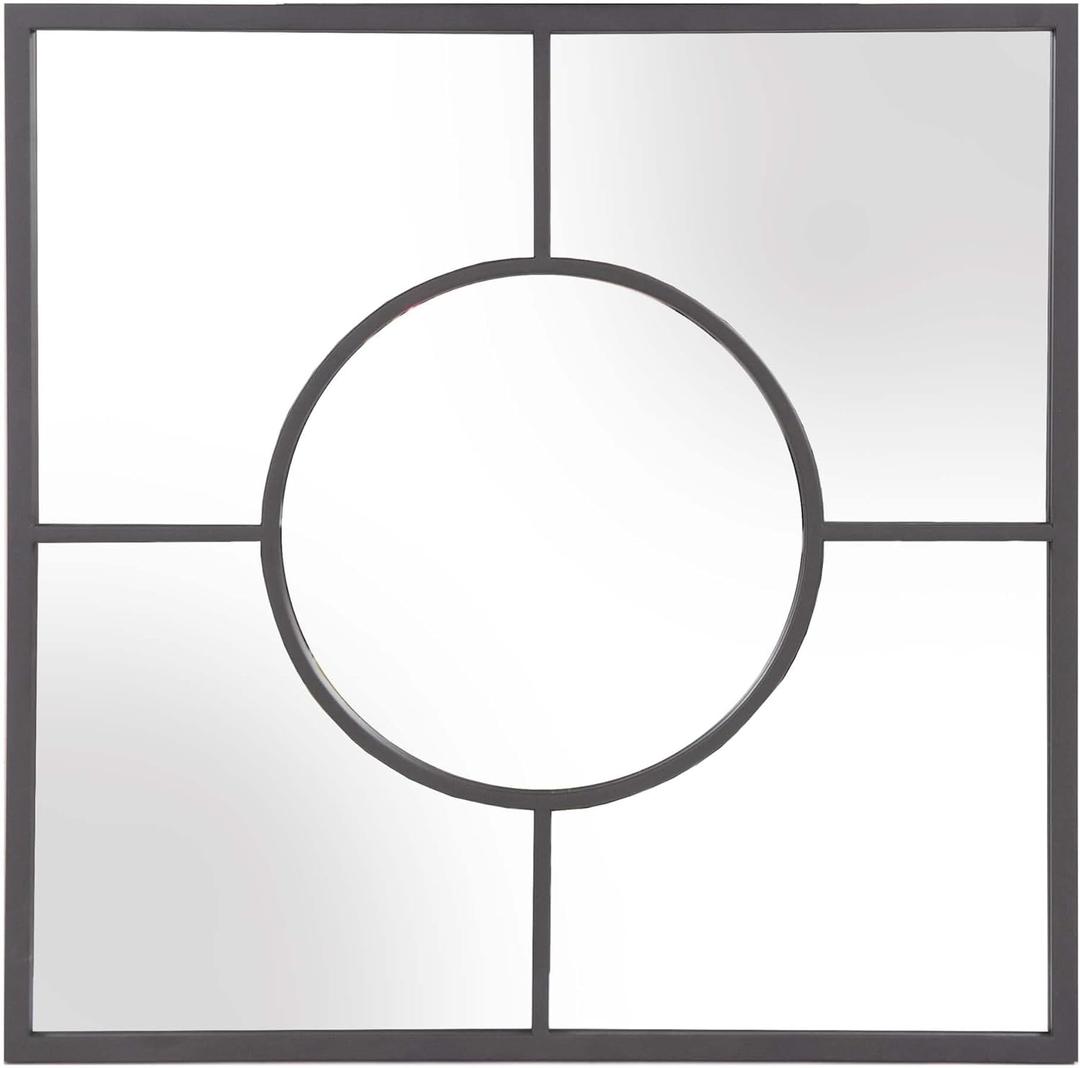 HomeRoots 24" Graphite Square Metal Framed Accent Mirror