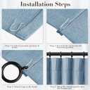 Blue Linen Pleated Curtains 108 Inch Long for Living Room Bedroom 2 Panel Light Filtering Privacy Semi Sheer Window Curtain Modern Farmhouse Coastal Decor Back Tab Clip Rings Drape for Large Window