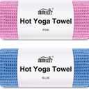 HOMEXCEL Hot Yoga Towels 2 Pack, (26.5" x 72") Non-Slip & Ultra-Absorbent Microfiber Yoga Mat Towels for Hot Yoga, Pilates, Exercise, Fitness, Bikram and Workout, Blue/Pink