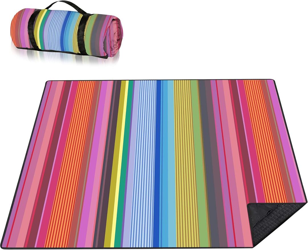Picnic Blankets Beach Blanket 80" X 80" Extra Large Waterproof Camping Blankets Portable Outdoor Mat 3-Layer Blanket for Beach, Hiking, Park, Music Festival, Grass Lawn,Travel
