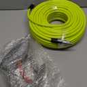 M MINGLE Sewer Jetter Kit for Pressure Washer 100 FT, Drain Cleaner Hose with Power Washer Gun, 1/4 Inch NPT Corner Rotating and Button Nose Sewer Jetting Nozzle, Orifice 4.0, 4.5 (Yellow)