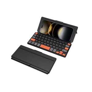 Doohoeek Universal Bluetooth Mini Keyboard, Wireless Compact Keyboard with Orange Navigation Keys & Any-Angle Stand for Android/iOS/Windows, Dual-Device Keypad for Phones/Galaxy Z Fold/iPad mini