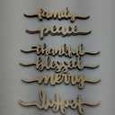 12 Pieces Christmas Thankful Blessed Merry Joyful Peace Family Wood Cutout Rustic Thankful Plate Letter Sign Decor Inspirational Letter Wood Sign for Home Table Plates Table (Natural Color)