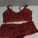 Lilosy Sexy Cupless Crotchless Women Floral Lace Pajamas Lingerie Set High Waist Nightwear Sleepwear Bra Panty 2 Piece (Cupless Wine Red), Size: L