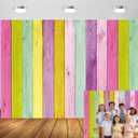 XCKALI Colorful Wood Photography Background Colorful Rustic Wooden Texture Easter Backdrop Party Decor Photo Props (8x6ft)