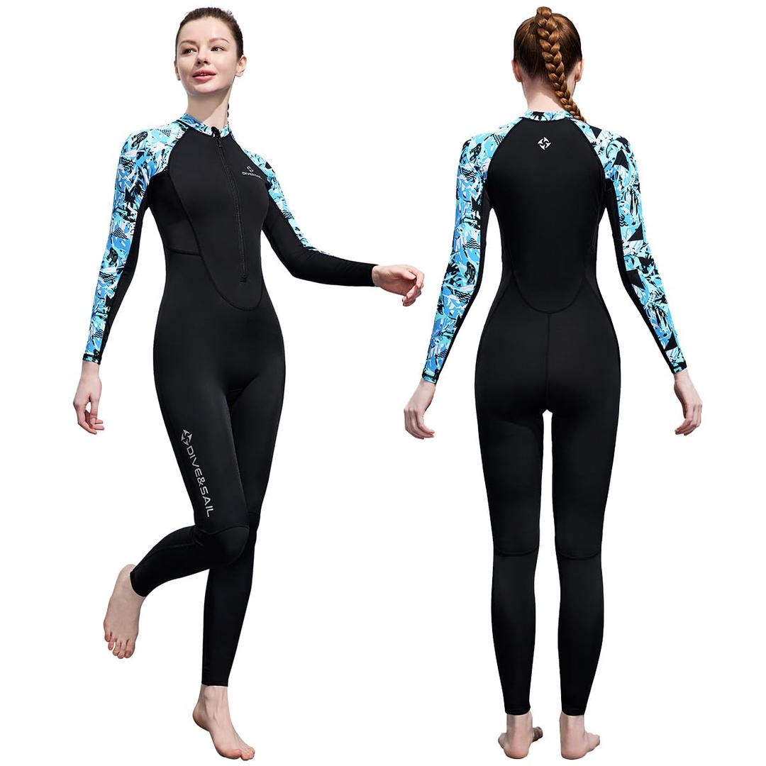 Skyone Full Body Rash Guard Swimsuit Dive Skins for Women Men, Thin Wet Suit Diving Suit UV Protection Long Sleeve Scuba Skin, M