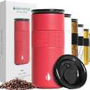 Elemental Artisan Insulated Tumbler, Triple Wall Coffee Travel Mug, Reusable Stainless Steel Coffee Tumbler with Ceramic Lid, Thermal Coffee Cups for Hot (6 Hrs) & Cold (18 Hrs), 16oz - Red