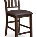 Signature Design by Ashley Haddigan Upholstered Barstool, Slat Back Design, Cushioned Seat, Wood, 25.5" H, Dark Brown