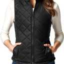 NY Threads Puffer Vest Women Slim Fit Lightweight Stand Collar Quilted Zip Puffer Vest, Large, Black