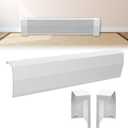 Gekufa 3 FT Baseboard Heater Cover with Left and Right Endcaps, Galvanized Steel Easy Slip-On Heater Covers for Radiators, Baseboard Cover Suitable for Home DIY (White) (3 ft)