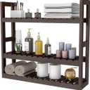 Domax Bamboo Bathroom Shelf 3-Tier Wall Mount Storage Rack Multifunctional Adjustable Layer Free Standing Over Toilet Utility Shelves Living Room Kitchen (Brown)