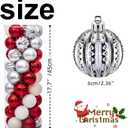 Amooca 45pc 2.36'' Christmas Ball Ornaments Xmas Tree Hanging Decoration for Festival Party Home Holiday Wedding Decors Shatterproof Plastic Balls Red & Silver & White