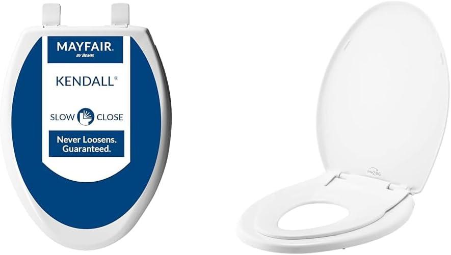 Mayfair and Little2Big Toilet Seats with Slow-Close, Never Loosen, and Built-In Potty Training Seat - Elongated (White) Mayfair and Little2Big Toilet Seats with Slow-Close, Never Loosen, and Built-In Potty Training Seat - Elongated (White)