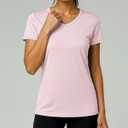 Real Essentials 5 Pack: Women's Dry-Fit Short Sleeve V Neck T Shirt Workout Fitness Yoga Top Tee (Available in Plus Size) (Pink, XXXL)