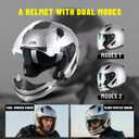 LEM Modular Motorcycle Helmets for Adults, Full Face Motorcycle Helmets for Men, Detachable Chin Guard, DOT Approved, Anti-Fog PINLOCK & DVS Dual Vision, Double D Lock, Quick Series(Silver, XX-Large)