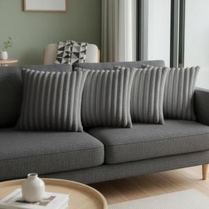 Gray Throw Pillow Covers 18 x 18 Set of 4, Cute Boho Throw Pillow Cover for Couch/Bed, Decorative Pillows Covers for Sofa/Bed, Accent Pillow Covers for Living Room, Rustic/Home/Room Decor