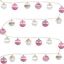 10 ft Christmas Ball Ornament Garland Hanging Christmas Satin Silk Ball Ornaments String Garland Xmas Ornament Decoration for Xmas Tree Fireplace Wreath Decorations(Pink, White)
