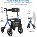 MAXWALK Rollator Walker with Seat, Tall Walkers for Seniors, 12" Big Rubber Wheels All Terrain Rollator Walker with Backrest, Built-in Cable, Foldable and Dual Adjustable Height for 5.3-7ft, Blue