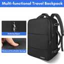 Taygeer Travel Backpack for Men Women, Carry On Backpack with Shoe Pouch, TSA 17.3inch Laptop Mochila Flight Approved, Nurse Bag Casual Daypack for Weekender Business Hiking,Black