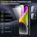 SPIDERCASE for iPhone 14 Case/iPhone 15 Case, Magnetic [15 FT Military Grade Drop Protection][Non-Slip] 2 Pack [Tempered Glass Screen Protectors+Camera Lens Protectors] Shockproof Case, Black