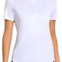 M MAELREG Womens Golf Shirt Short Sleeve 5 Buttons Quick Dry Casual Solid Moisture Wicking Tennis Polo Shirts for Women (White), Size: Small