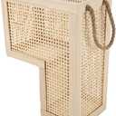 Wood Stair Basket with Handles,Wicker Step Storage Basket -Natural