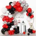 Amandir 153pcs Red Black and White Balloon Arch Garland Kit Different Sizes 18 12 10 5inch Silver Latex Metallic Confetti Graduation Balloons for Birthday Wedding Movie Night Casino Party Supplies