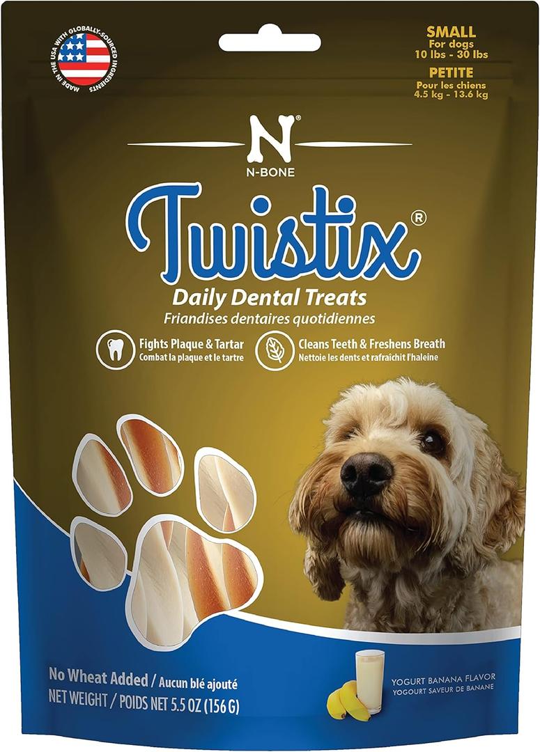 Twistix 5.5-Ounce Yogurt And Banana Dental Chew Treats For Dogs, Small, BBD: AUG 05/2026