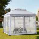 Patio Gazebo Outdoor Pop Up Gazebo with Curtains and Shelter for Patio, Party & Backyard (Grey, 11x11)