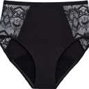 Thinx Ultra-Soft Hi-Waist Period Panties for Women, Leakproof, Reusable, Lace Trim, Holds Up to 12 Tampons (Black, M)