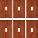 6-Pack Single Toggle Light Switch Covers Wall Plate, Wood Grain Decorative Switch Plate Covers, 1 Gang Natural Bamboo Fiber Wall Plate, Corrosion Resistant