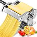 Sailnovo 3 in 1 Pasta Maker Machine - 9 Adjustable Thickness Settings Aluminum Alloy Pasta Roller & 2 Width Cutters for Fresh Spaghetti, Fettuccini, Lasagna, Dumplings - Stainless Steel, Silver