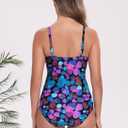 Itzel Women's Ruched Twist Front One Piece Swimsuit Tummy Control Push Up Vintage Retro Bathing Suits (Purple)