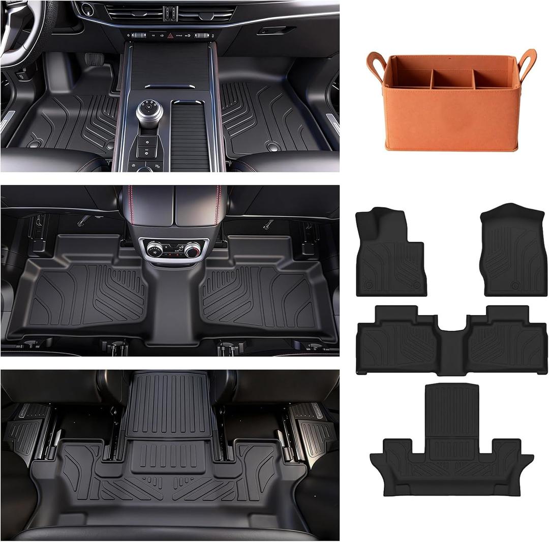Floor Mats for 2020-2026 Ford Explorer 6 Passenger, Custom Fit All Weather TPE Floor Liners, Waterproof Non-Slip Heavy Duty Interior Protection