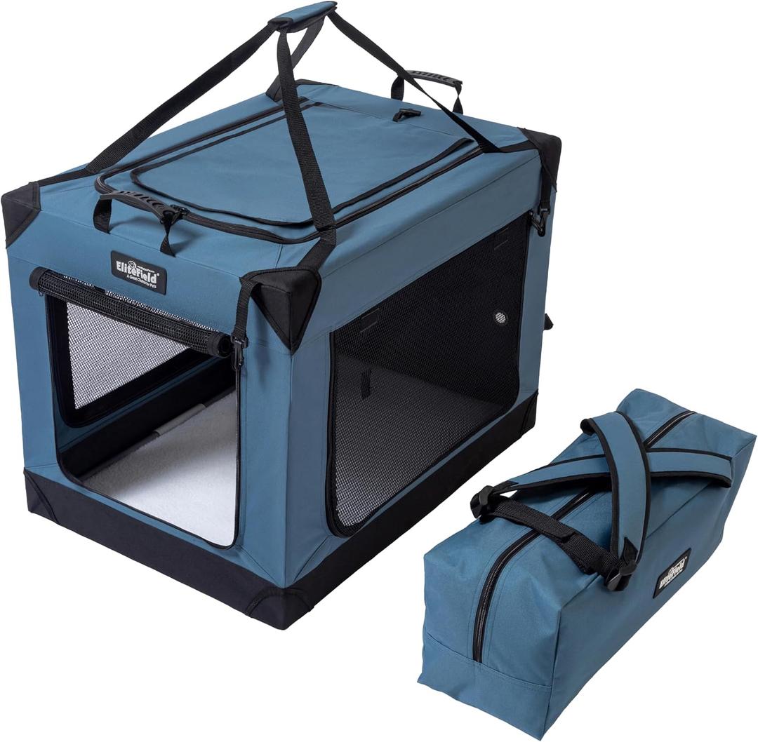 EliteField 4-Door Folding Soft Dog Crate, Aluminum Frame